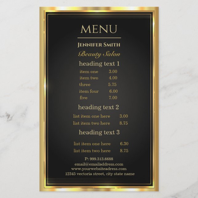 Sminkartist Black Gold -flyer Flygblad (Framsidan)