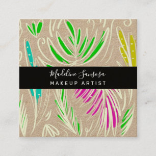Sminkartist Bright Jungle Doodles Fyrkantigt Visitkort