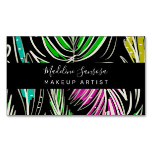 Sminkartist Bright Jungle Doodles Svart Magnetiska Visitkort