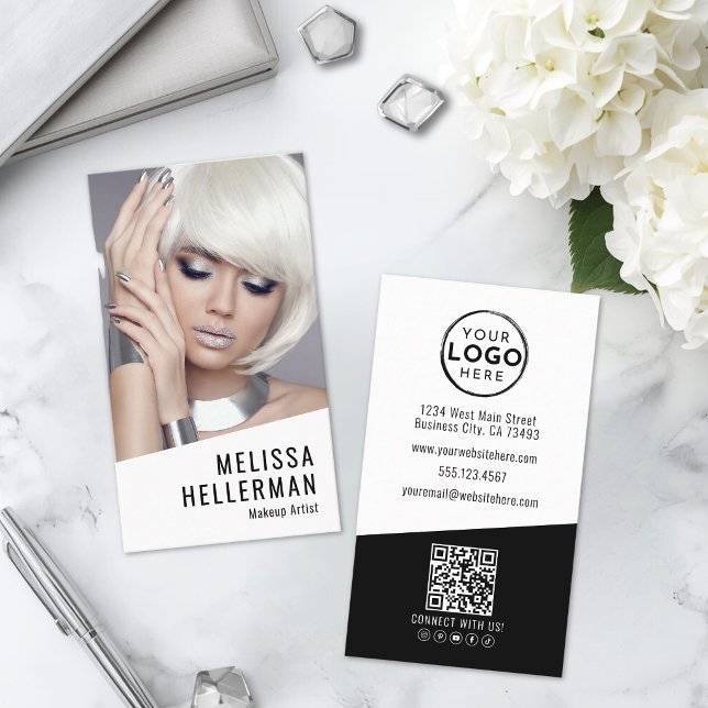 Sminkartist Foto Vertikalt Visitkort (Makeup Artist Photo Vertical Business Card )