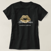 SMINKARTIST Guld Logotyp Kyss Namn T-Shirt