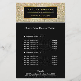 Sminkartist Hårstylist Guld Glitter Glamour Flygblad