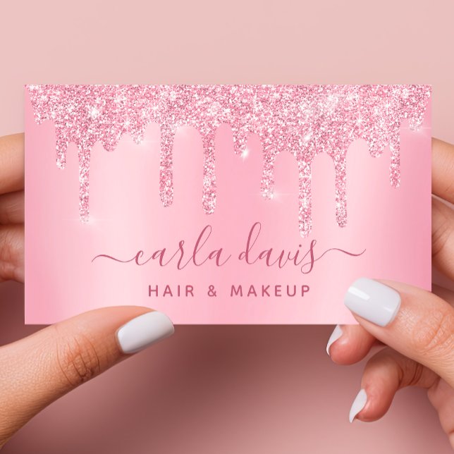 Sminkartist Pink Drips Sparkle Lash Salon Visitkort (Skapare uppladdad)