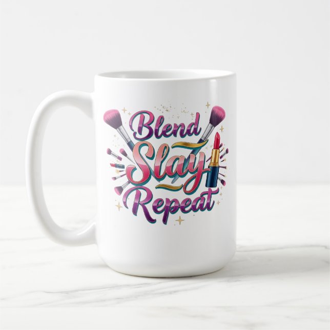 Sminkartist Presentblandning Slay Repeat Estetik Kaffemugg (Vänster)