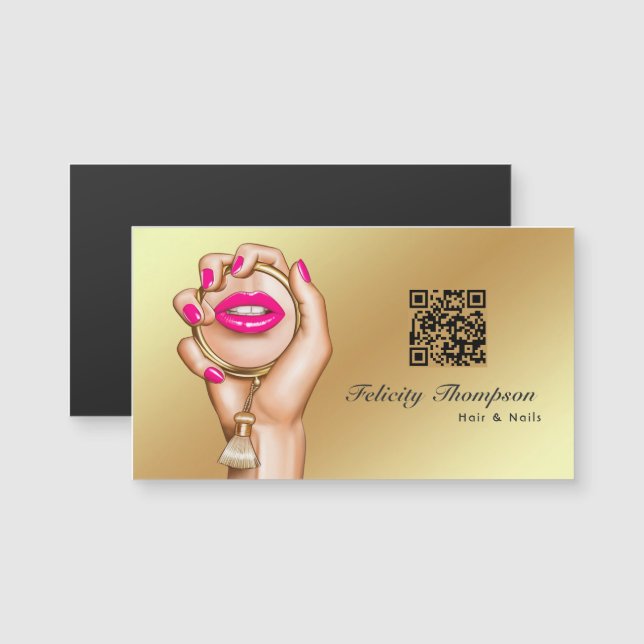 Sminkartist QR-kod i rosa och guld (Fram/baksida)