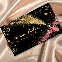 Sminkartist Rosa Guld Elegant Glitter Trendig  Visitkort