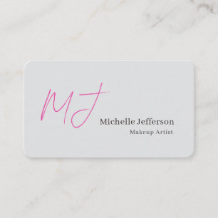 Sminkartist Rosa Monogram Grå Serif-teckensnitt Visitkort