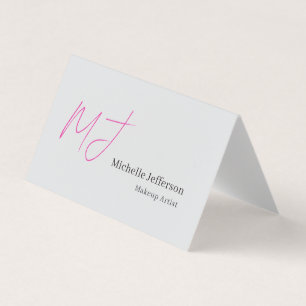 Sminkartist Rosa Monogram Grå Serif-teckensnitt Visitkort