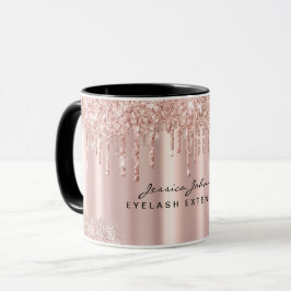 Sminkartist Rose Gold Glitter Drips Anpassad Mugg