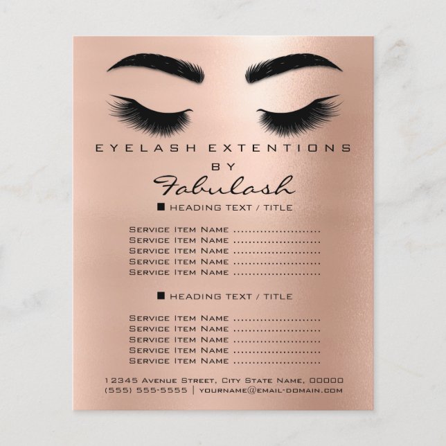 Sminkartist Skönhetssalong Guld Glitter Flyer SPA (Framsidan)