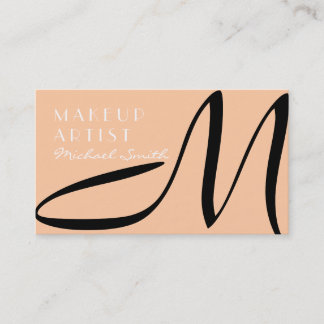 Sminkartist Stilfull Modern Djup Persika Monogram Visitkort