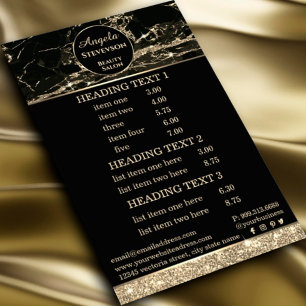Sminkartist Svart Guld Marmor flygblad