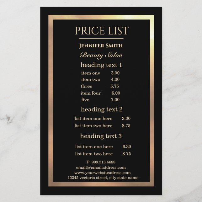 Sminkartist Svart Guld Ram flyer (Framsidan)