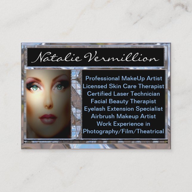 Sminkartist Vermillion Professional Visitkort (Framsida)