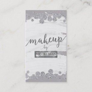 Sminkartist Vit Grå & Silver Glitter Prick Glam Visitkort