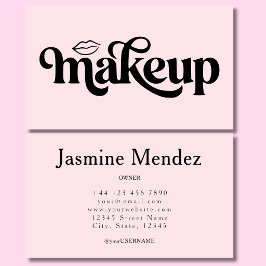 Sminkartiststudio Blush Rosa Professionell Chic Visitkort