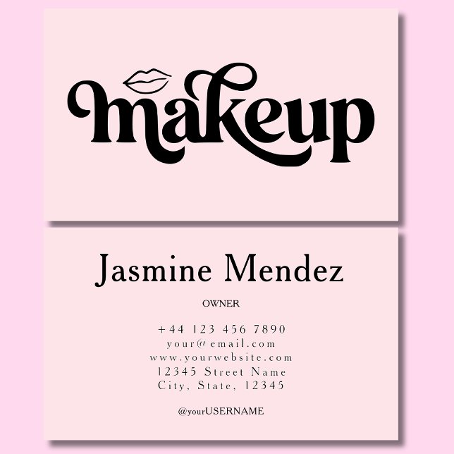 Sminkartiststudio Blush Rosa Professionell Chic Visitkort (Skapare uppladdad)