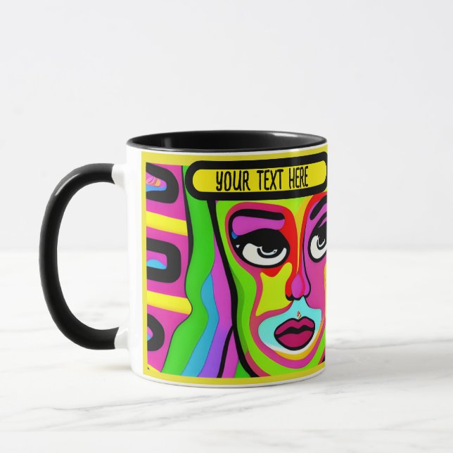 sminkflicka psykedelisk redigerbar mugg (Vänster)