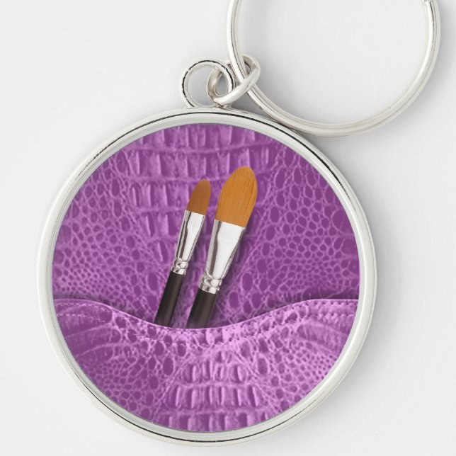 Sminkkonstnär Rund Silverfärgad Nyckelring (Framsidan)