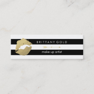 Sminkkonstnärvisitkort - chic guld och svart mini visitkort