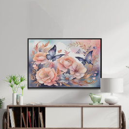 Sminklig Blommigt - sladdar uppspelningsbar design Poster