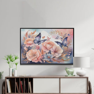 Sminklig Blommigt - sladdar uppspelningsbar design Poster