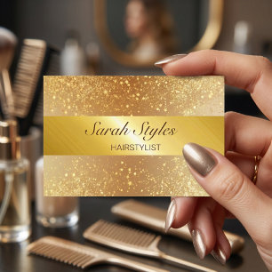 Sminkör Frisör Glam Gold Glitter Stjärnor Visitkort