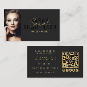 Sminkör Skönhetssalong QR-kod Foto Visitkort