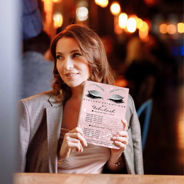 Sminkörsalong Glitter Folder Rosa Prislista Flygblad (Skapare uppladdad)