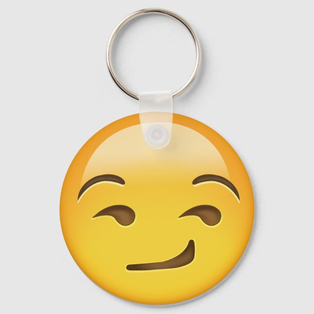 Smirking Ansikte Emoji Nyckelring (Framsida)