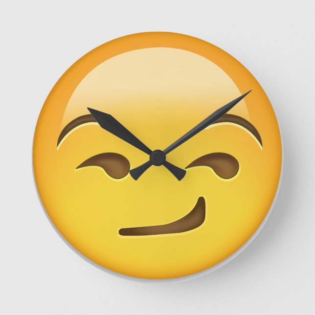 Smirking Ansikte Emoji Rund Klocka (Framsida)