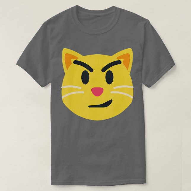 Smirking Cat Emoticon Ansikte med Wry Smile Cat T Shirt (Design framsida)