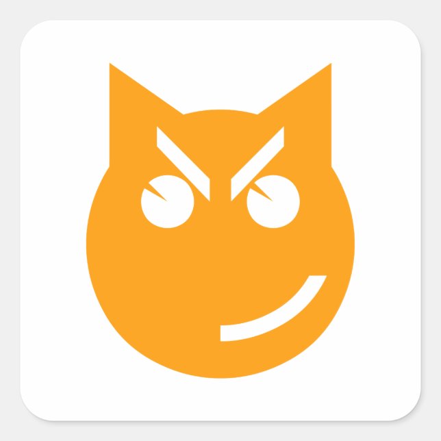 Smirking Emoji Cat Fyrkantigt Klistermärke (Framsida)