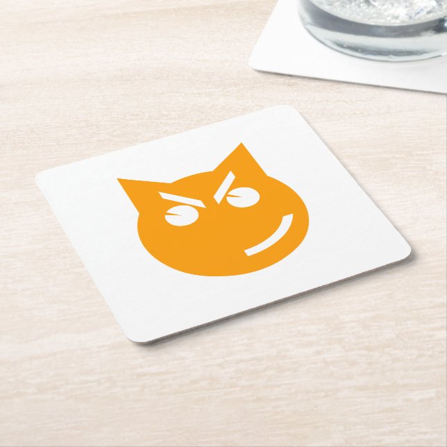 Smirking Emoji Cat Underlägg Papper Kvadrat (Vinklad)