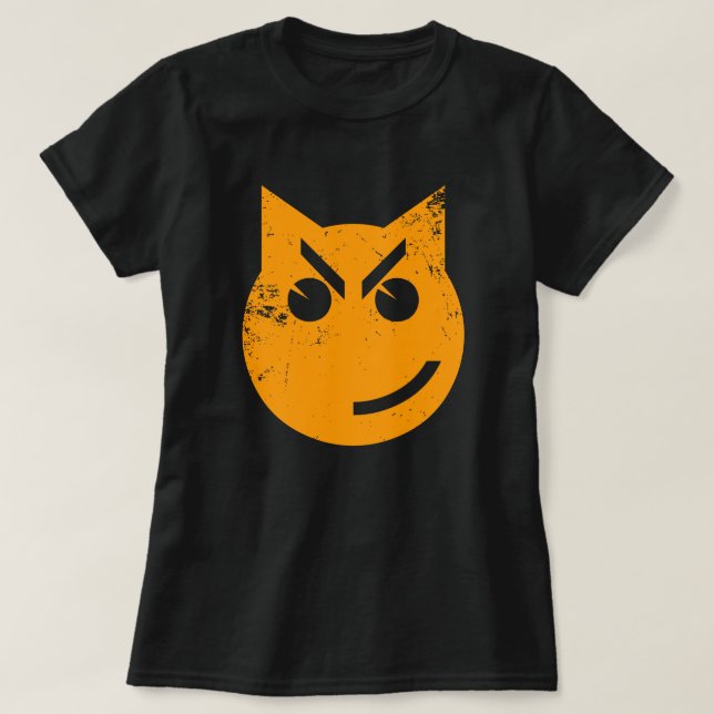 Smirking Grunge Cat Emoji T Shirt (Design framsida)