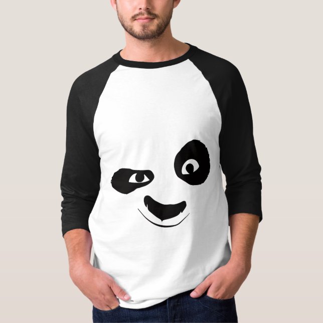 Smirking Panda Face Black & White Graphic T-Shirt  (Framsida)