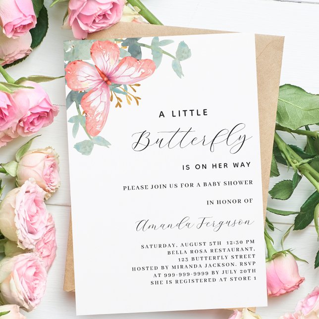 Smitflugan ro guld greenery girl Baby Shower Inbjudningar (Skapare uppladdad)