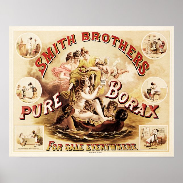 Smith Brothers PURE BORAX Soap Detergent Cleaning Poster (Framsidan)