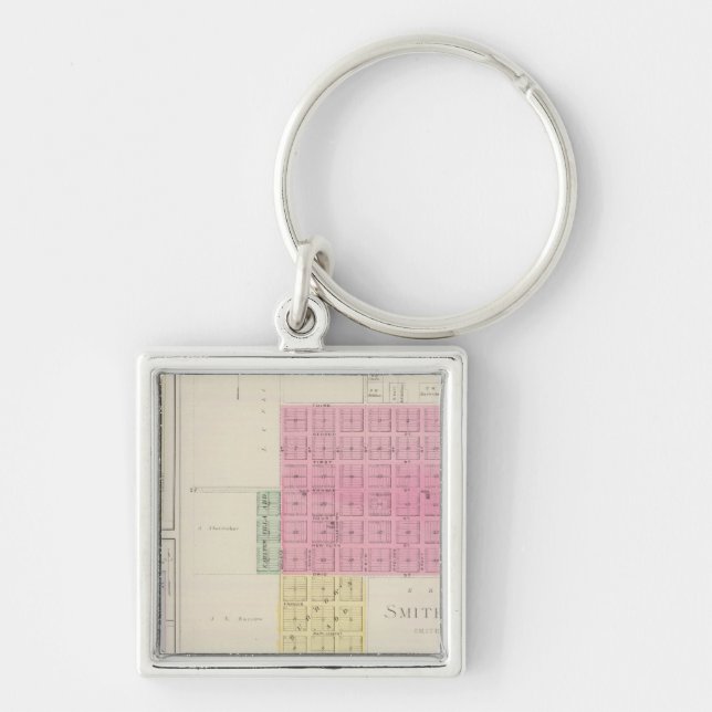 Smith Center, Gould City, Motor, Webster, Kansas Fyrkantig Silverfärgad Nyckelring (Framsidan)
