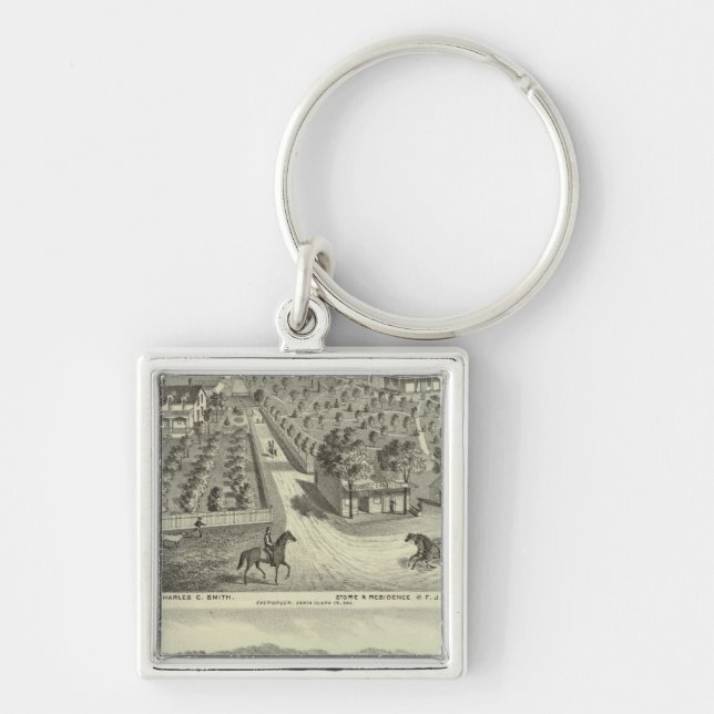 Smith, Herman residenties, butik Fyrkantig Silverfärgad Nyckelring (Framsidan)
