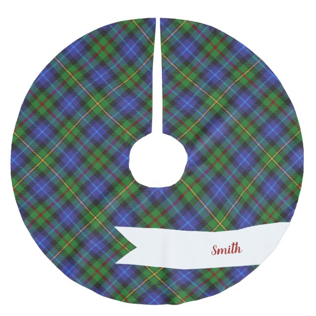 Smith Klan Scottish Tartan Plaid Mönster Julgransmatta Borstad Polyester (Framsidan)