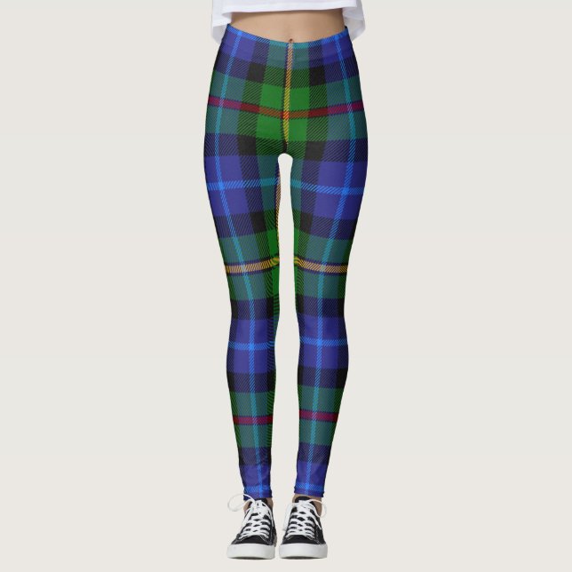 Smith Klan Scottish Tartan Plaid Mönster Leggings (Framsida)