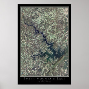 Smith Mountain Sjö Virginia Satellite Poster Karta