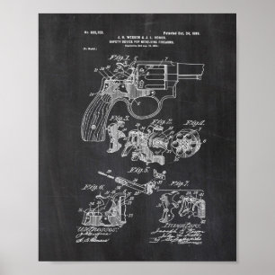 Smith och Wesson Hammerless Pistol 1898 Patent Pos Poster