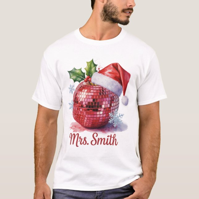 Smith Personlig Disco Boll Santa Hat Julafton T Shirt (Framsida)