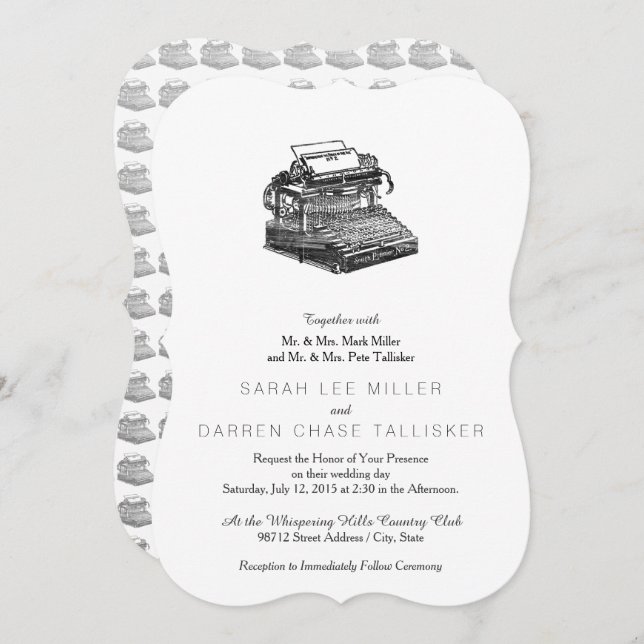 Smith Premier No. 2 Typewriter Inbjudningar (Fram/baksida)