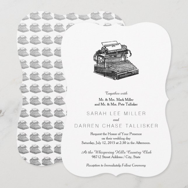 Smith Premier nr 2 skrivmaskin Inbjudningar (Fram/baksida)