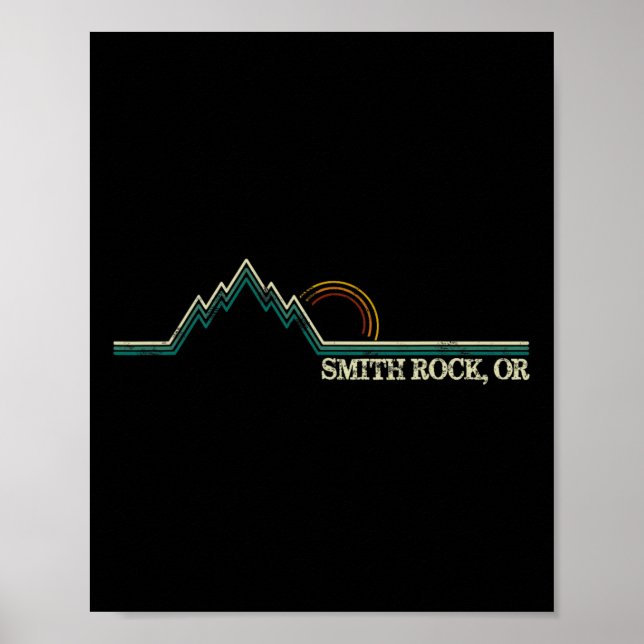 Smith Rock Oregon Retro Bergsklättring Sommar  Poster (Framsidan)