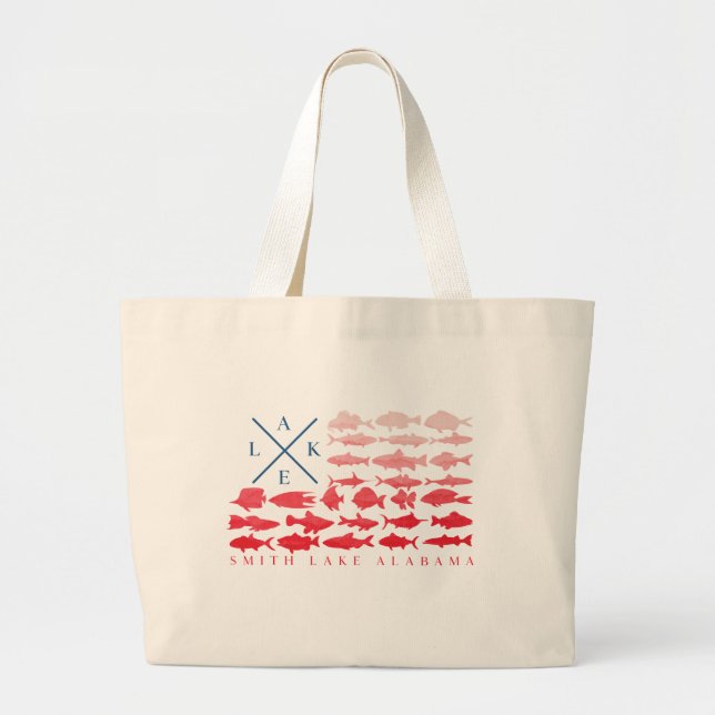 Smith Sjö Alabama Fishing Flagga Tote Jumbo Tygkasse (Framsidan)