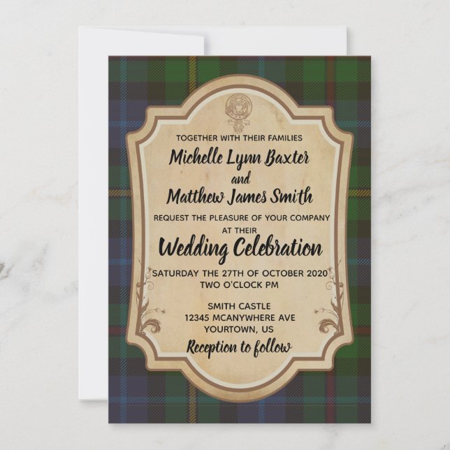 Smith Tartan Wedbjudande Inbjudningar (Framsida)